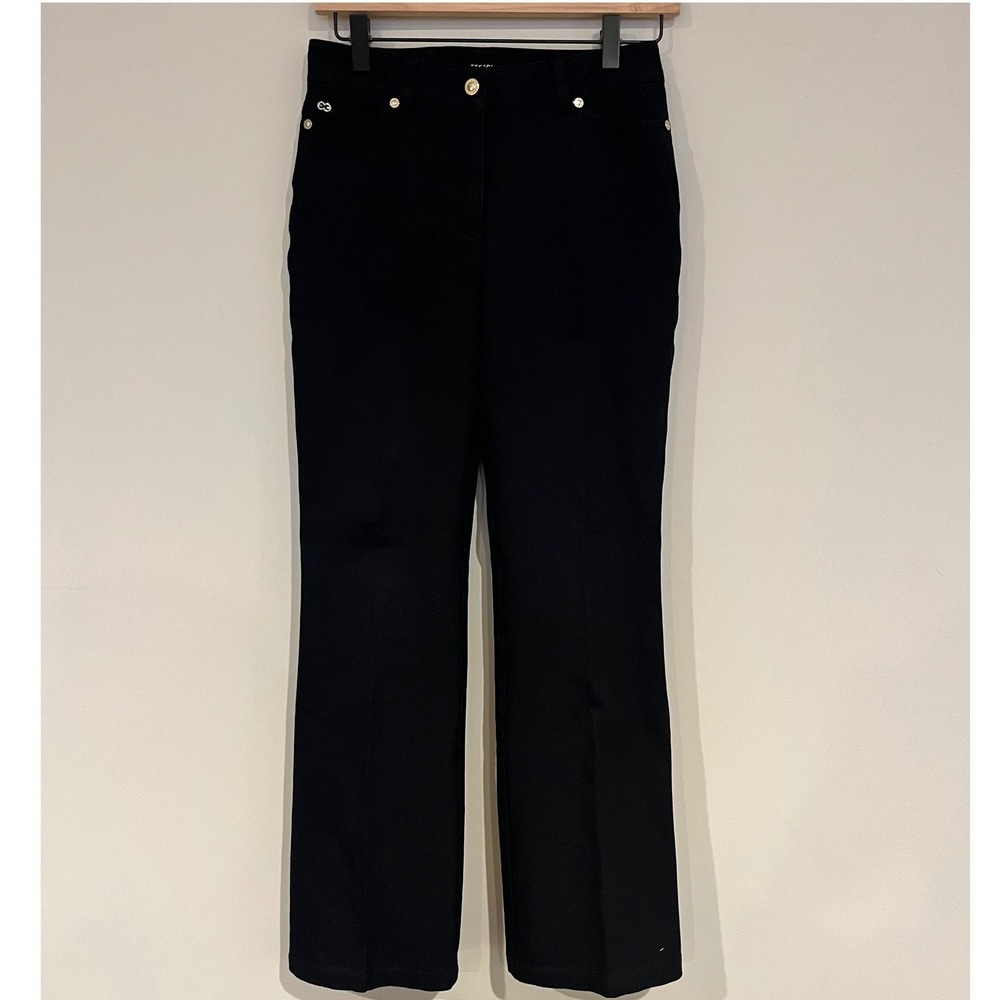 Escada Black Pants Women's Gold Hardware Bootcut Trousers, 34